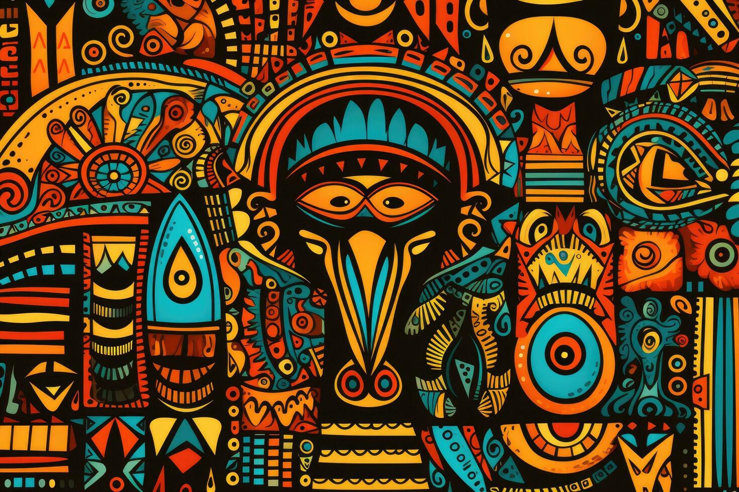 AI generated Tribal indian ethnic seamless pattern. Vector illustration for your design, Colorful African tribal pattern in ethnic fabric, AI Generated photo