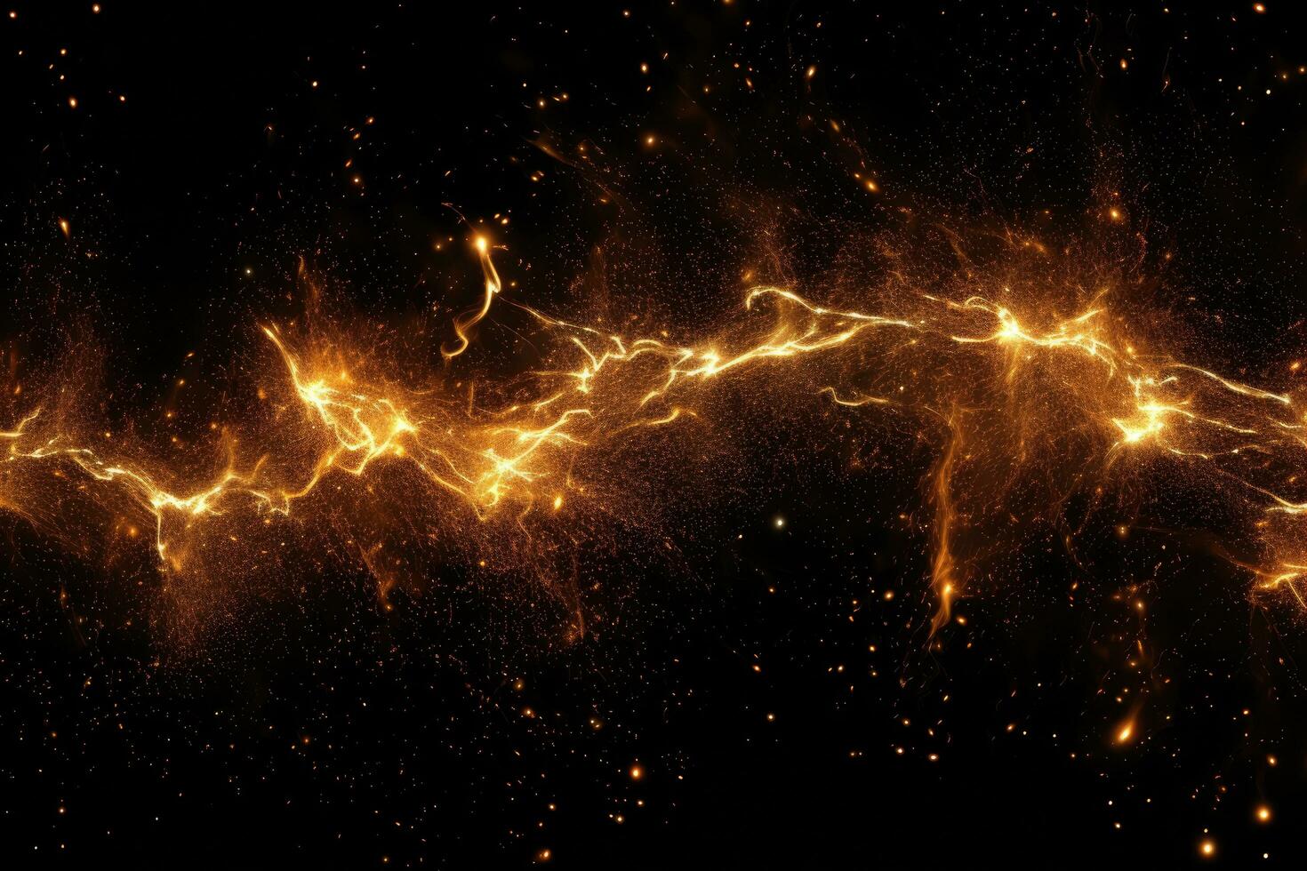 AI generated Abstract background of lightning in space. Light effect. Fantasy fractal texture. Digital art. 3D rendering, Detail fire sparks isolated on a black background, AI Generated photo