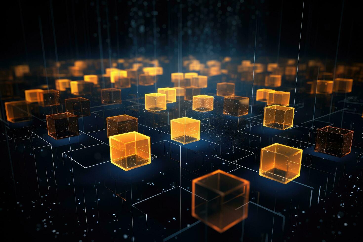 AI generated Abstract 3d rendering of cubes. Futuristic background with cubes, Data computation layer representing blockchain, AI Generated photo