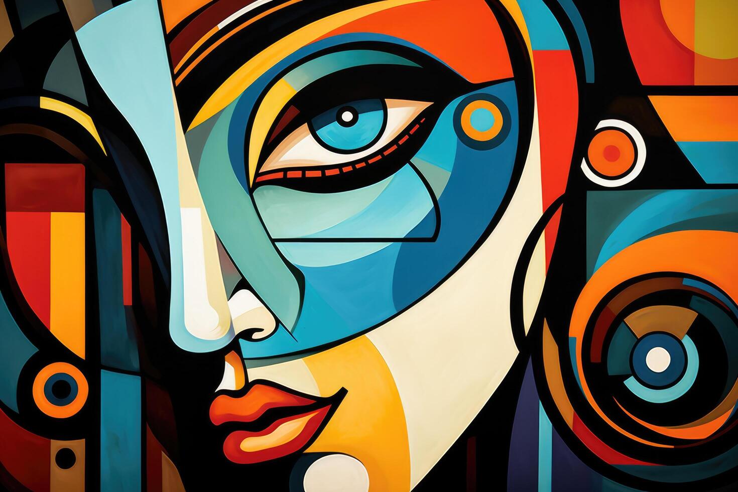 AI generated Abstract colorful human face on colorful background. Vector illustration eps10, Colorful illustration in the style of cubism, hand-drawn and artistic, AI Generated photo