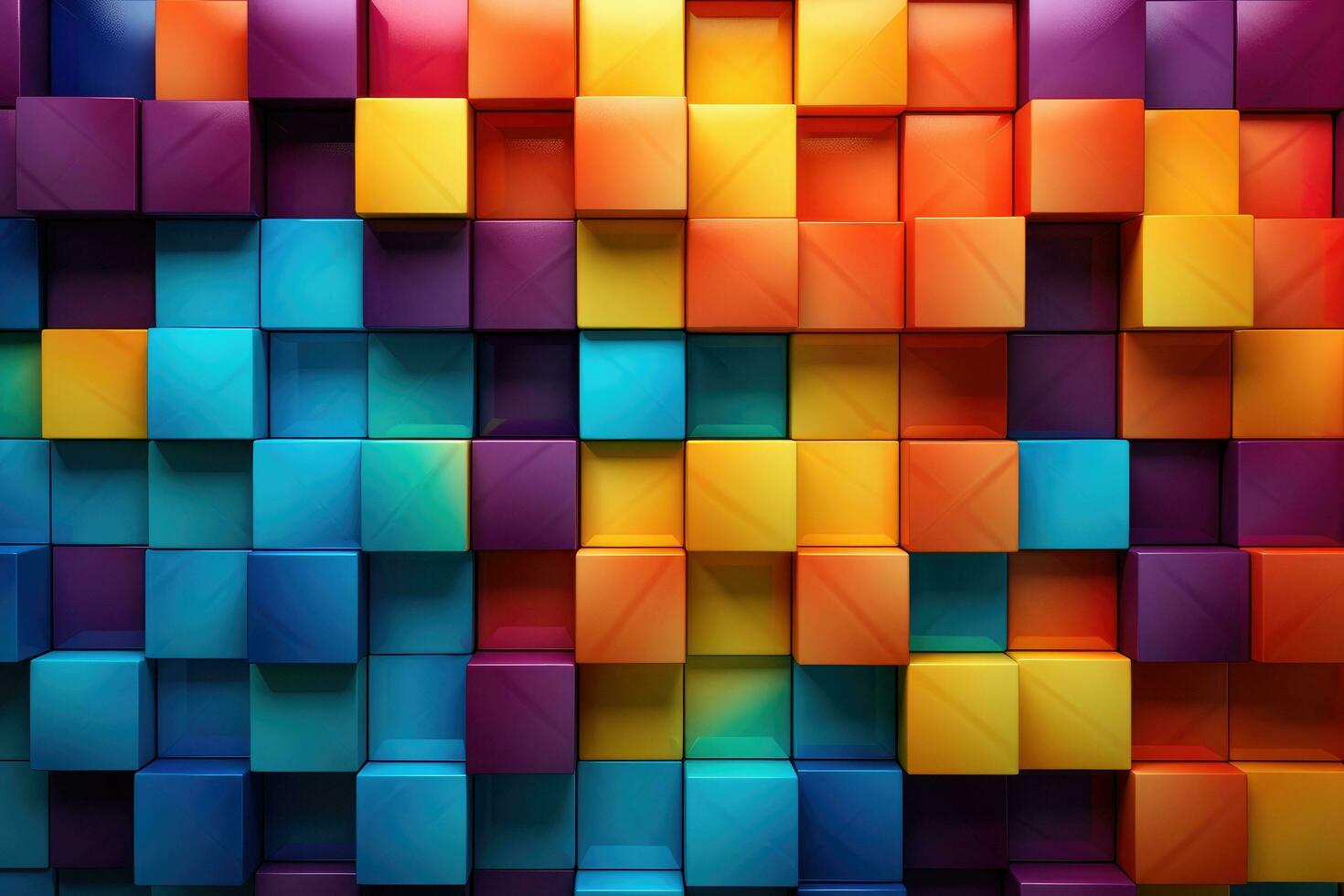 AI generated Colorful blocks background. 3d rendering, 3d illustration, Colorful blocks wall background, AI Generated photo