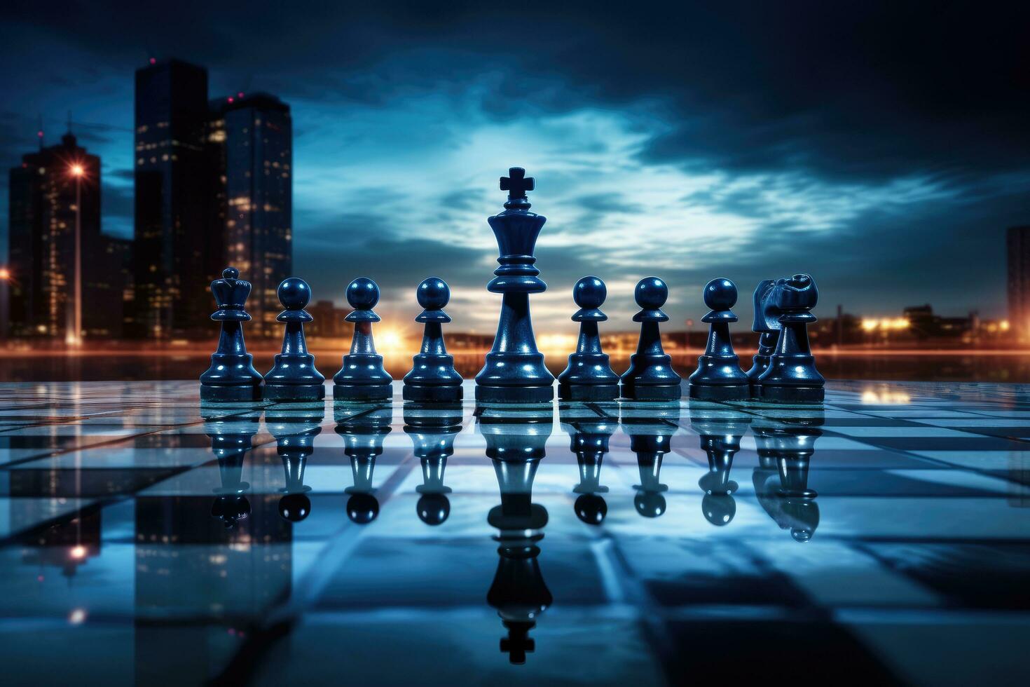 AI generated Chess board game concept of business ideas and competition and strategy ideas concep, Concept of competitive advantage in strategic marketing, AI Generated photo