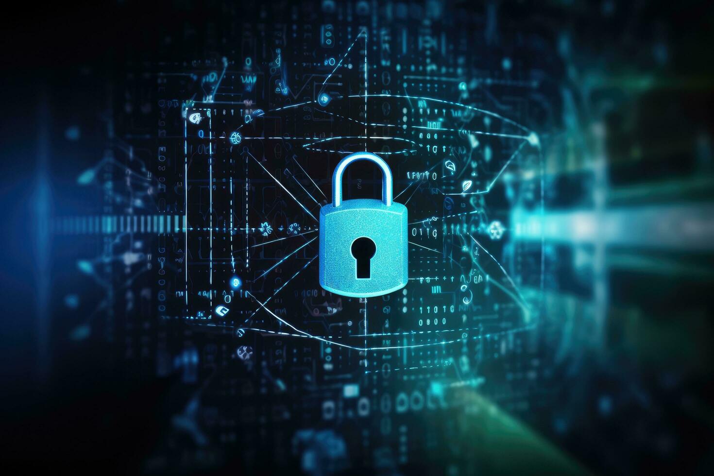 AI generated Cyber security and data protection concept. 3d rendering double exposure, Data Privacy Protection Business Technology Privacy concept on a virtual screen, AI Generated photo