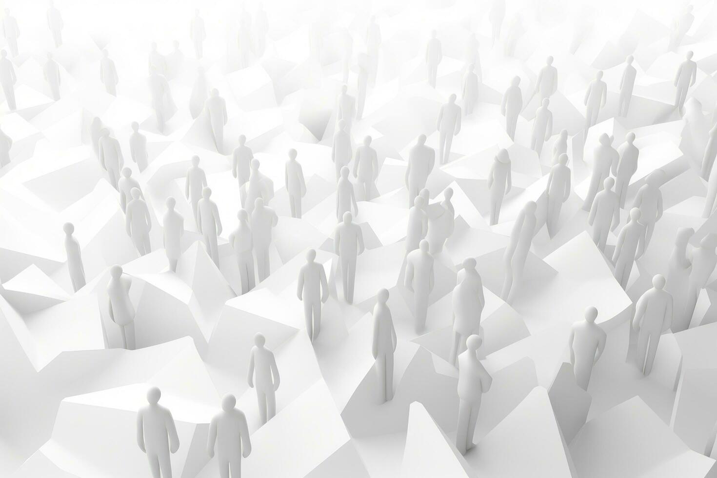 AI generated Large group of people in a row with shadows on a white background, Crowd of people on a white background, 3D render illustration, AI Generated photo