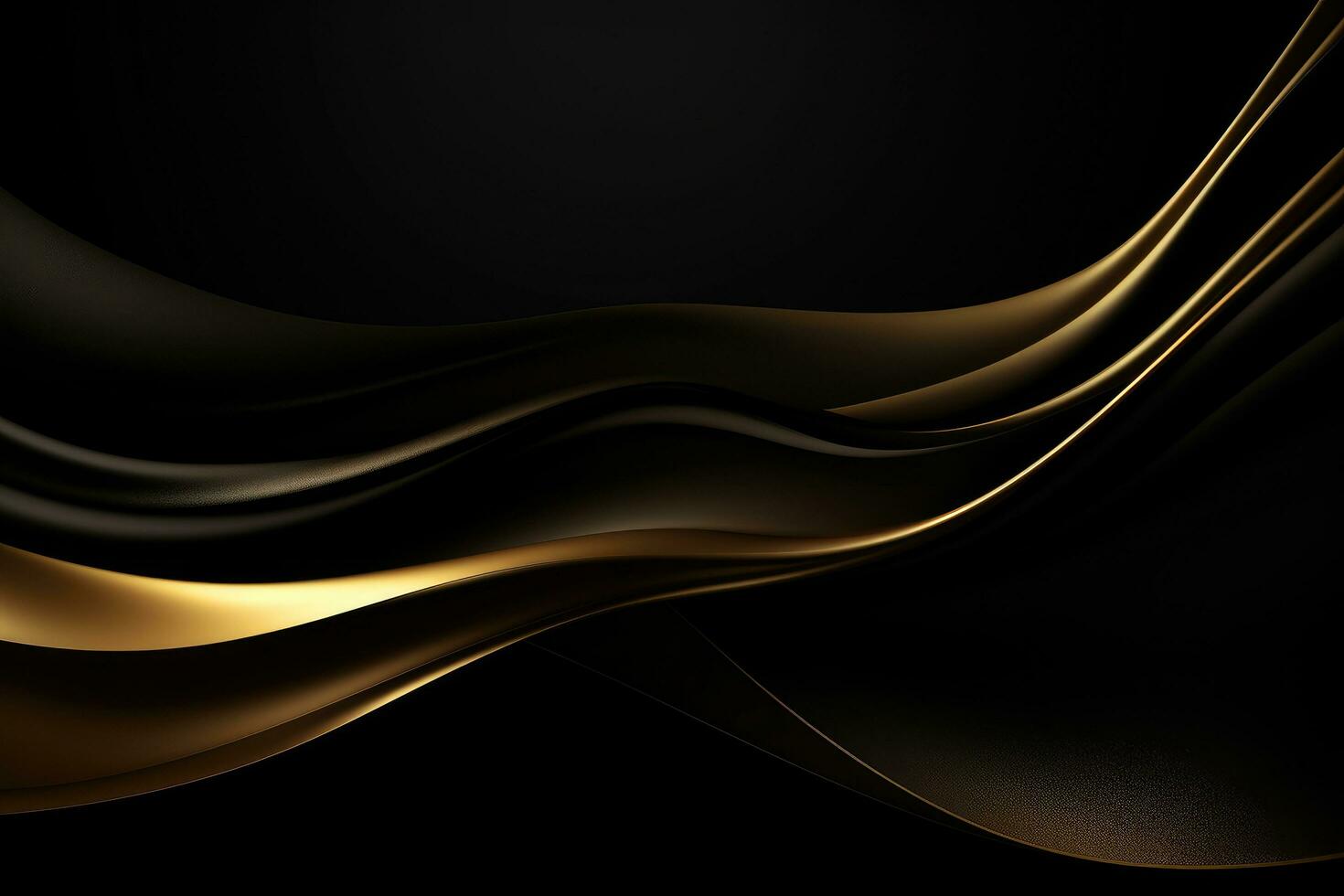 AI generated Abstract black and gold wavy background. 3d render illustration, Create a luxurious black line background, AI Generated photo