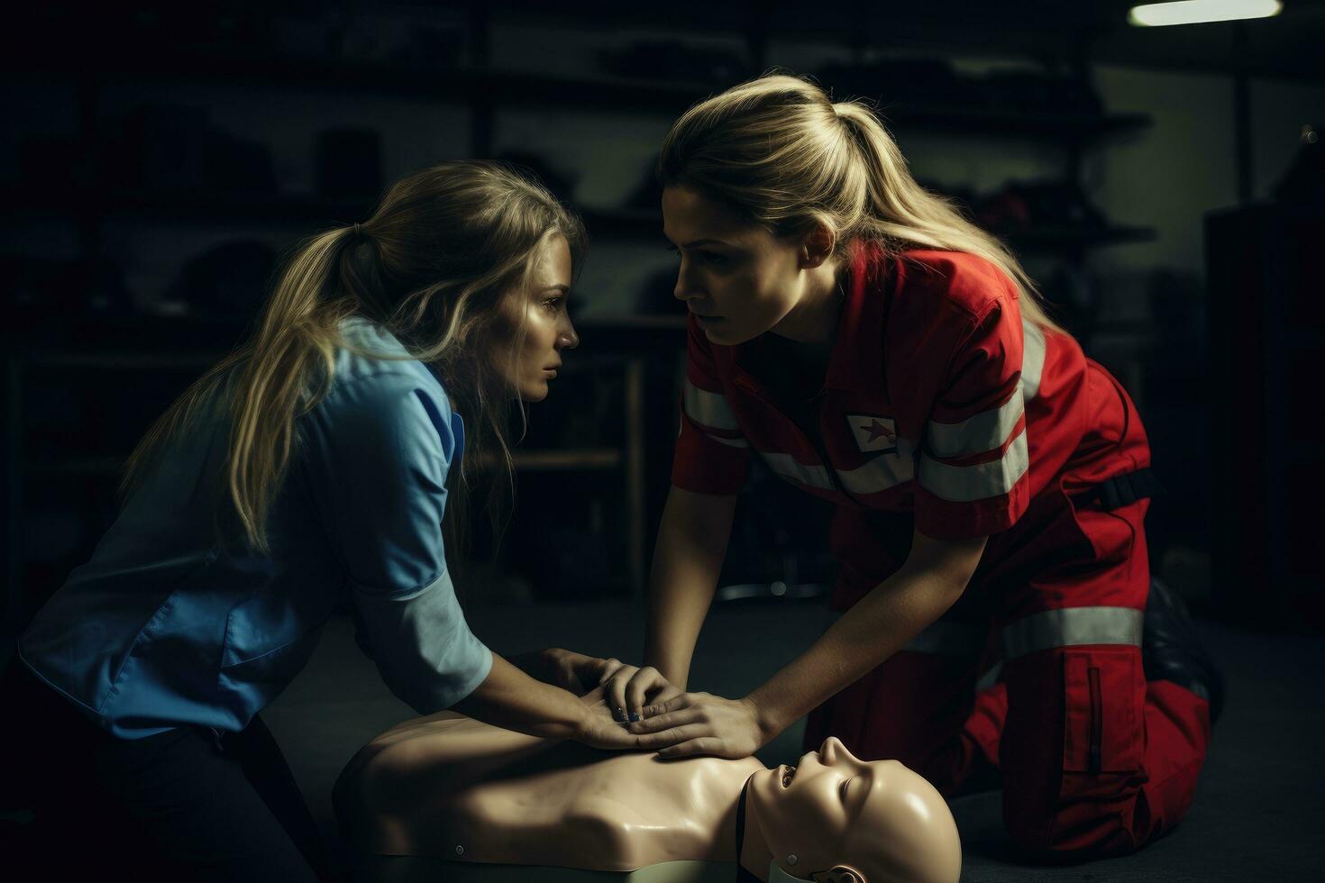 AI generated First aid training. First aid training. First aid training. First aid training, CPR First Aid Training Concept, AI Generated photo