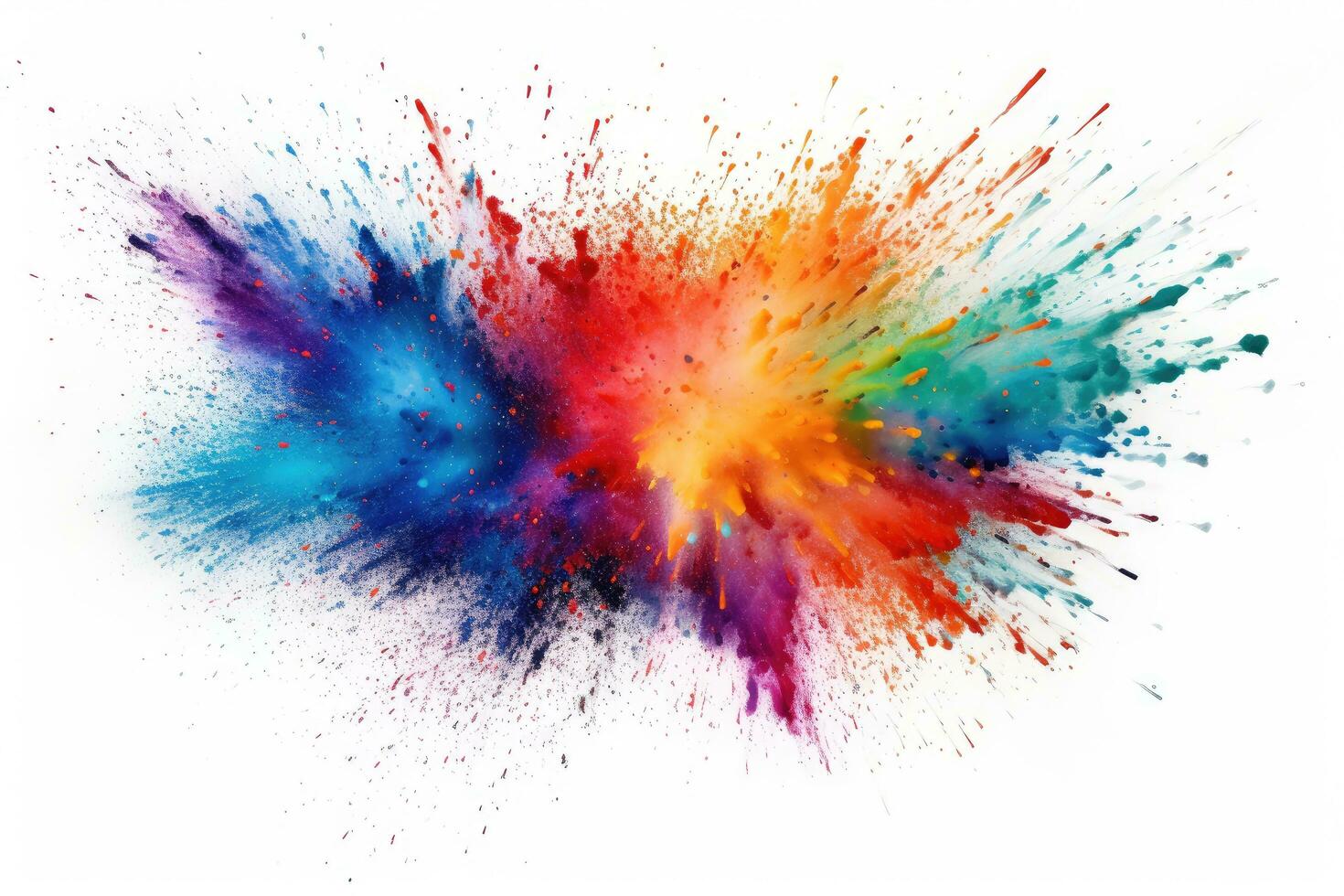 AI generated Explosion of colored powder, isolated on white background. Abstract colored background, A dazzling burst of multicolored glitter particles against a white background, AI Generated photo