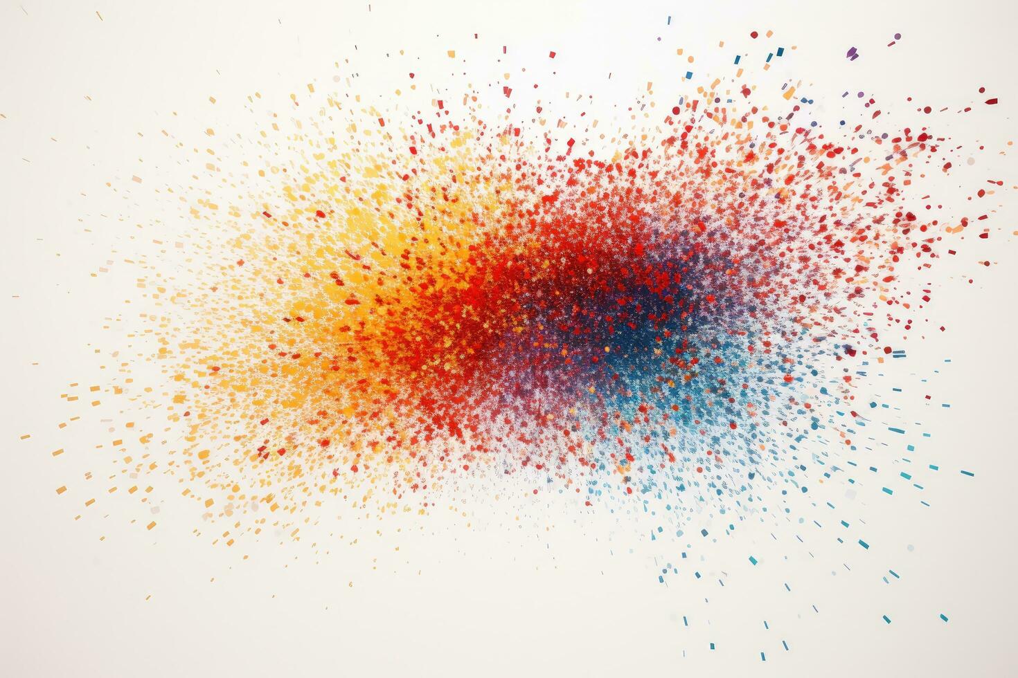 AI generated Colored splashes of paint on a white background. 3d rendering, A dazzling burst of multicolored glitter particles against a white background, AI Generated photo