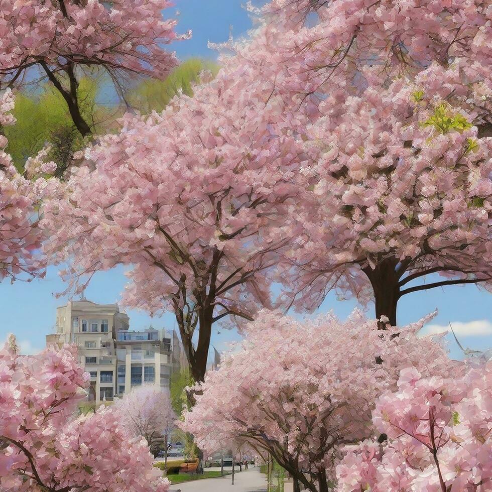 Pink cherry blossom photo