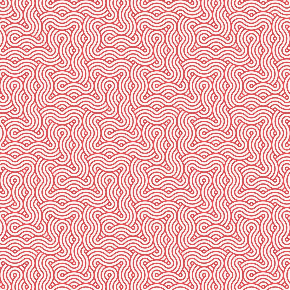 Red abstract geometric japanese overlapping circles lines and waves pattern vector