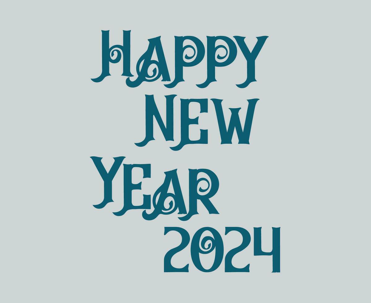 Happy New Year 2024 Abstract Blue Graphic Design Vector Logo Symbol Illustration With Gray Background