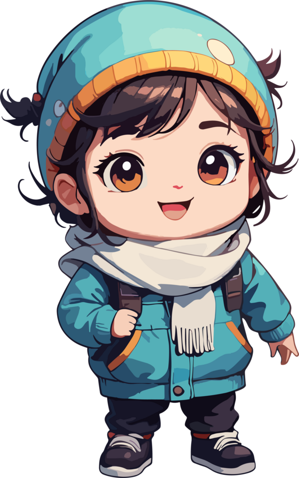 AI generated Cute Litte Girl Character with Winter Clothing png