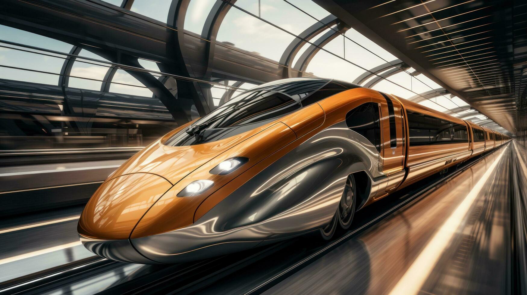 AI generated a high speed train driving in an airport, photo