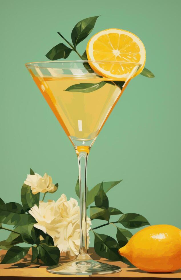 AI generated a martini with lemon garnish, photo