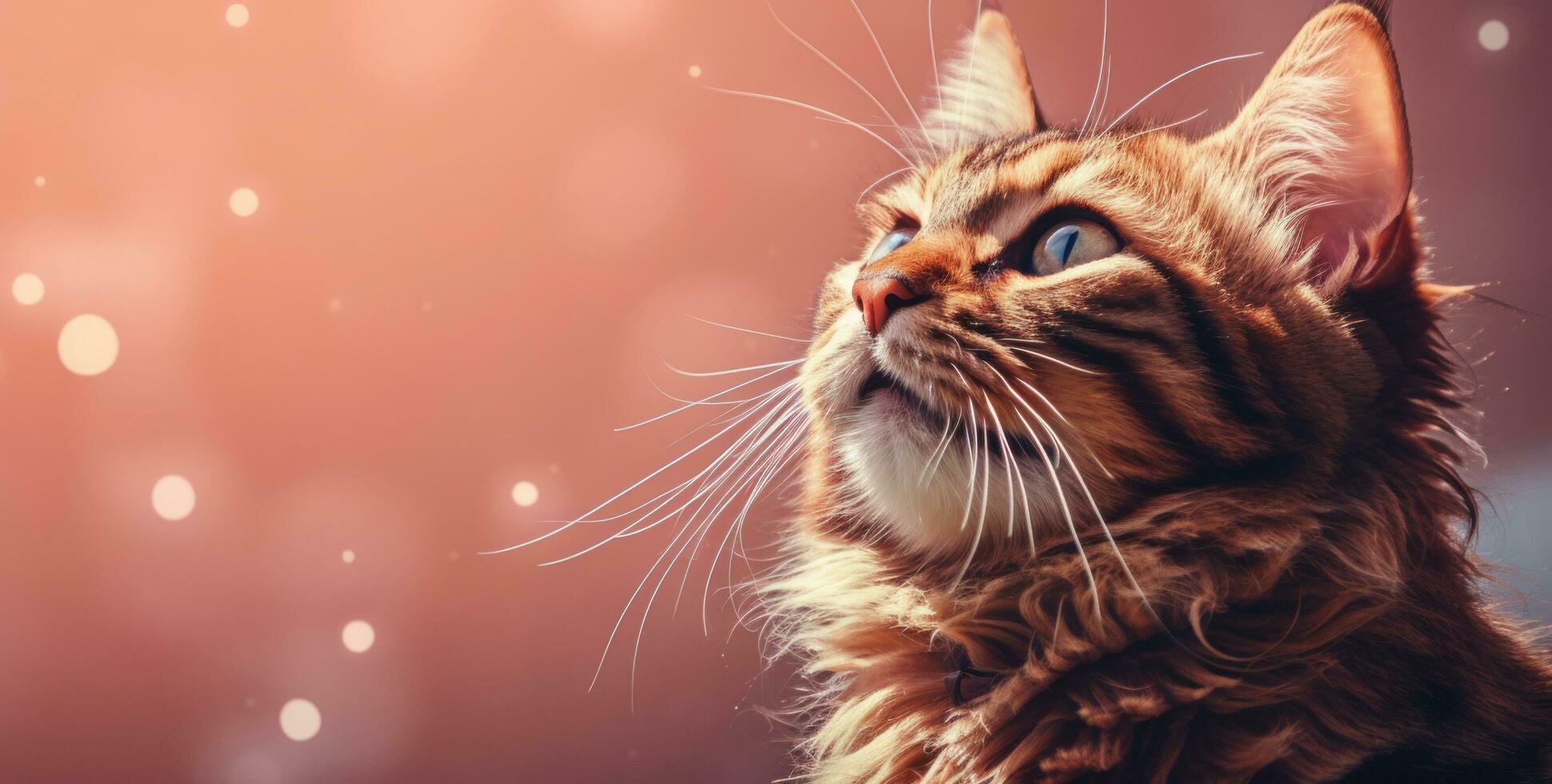 AI generated a tabby cat looks up into the sun, photo