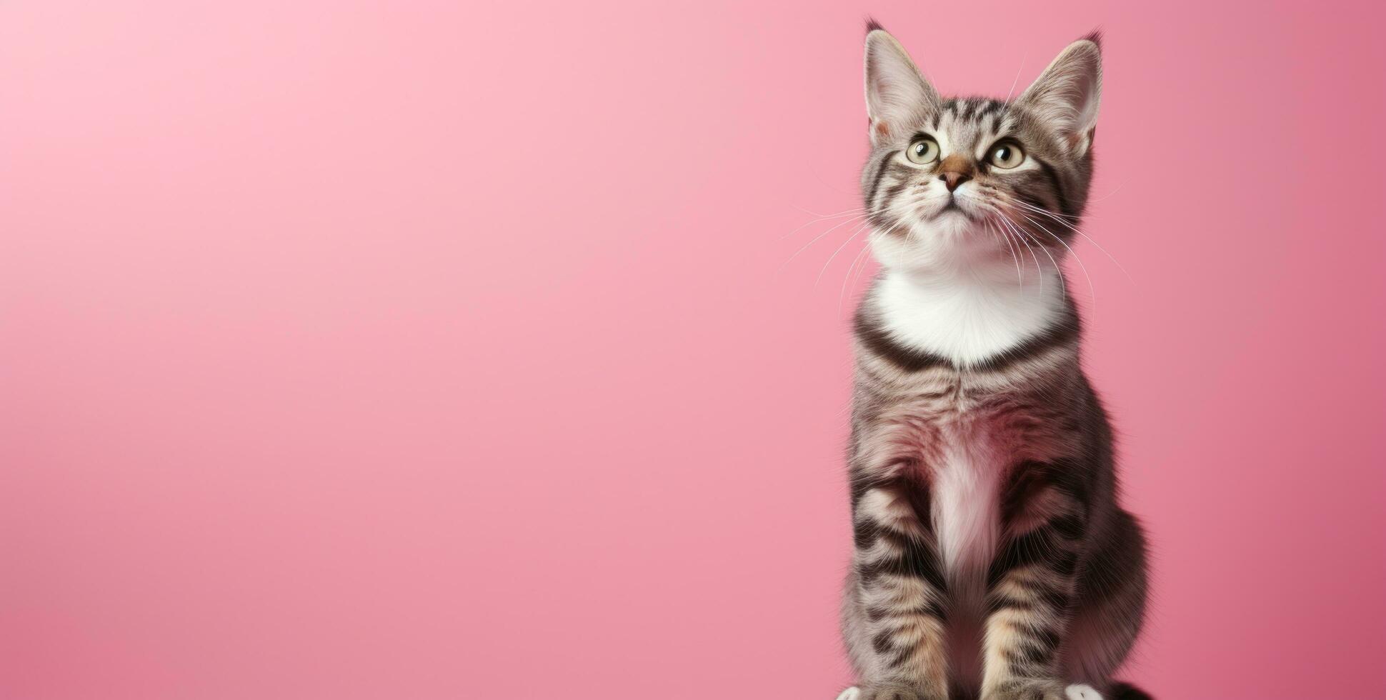 AI generated a tabby cat looks up into the sun, photo