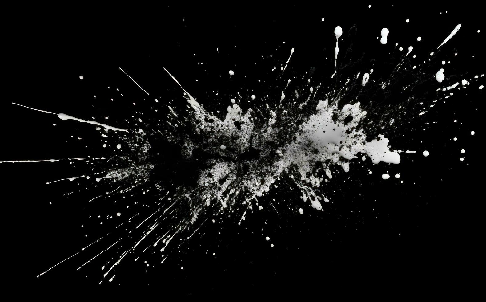 AI generated an image of a black and white paint splatter, isolated photo