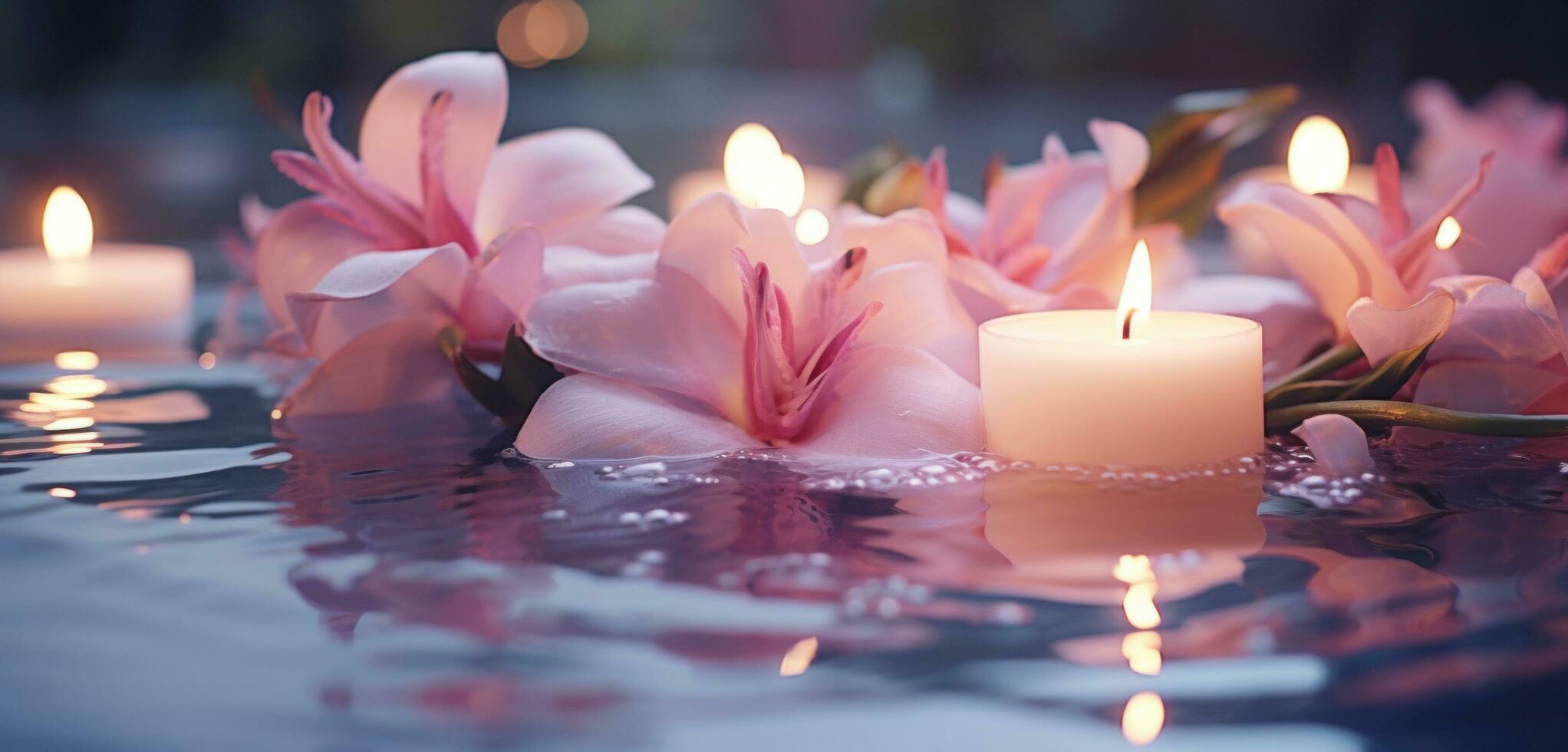 ai generado vela Encendiendo en un nadando piscina, foto