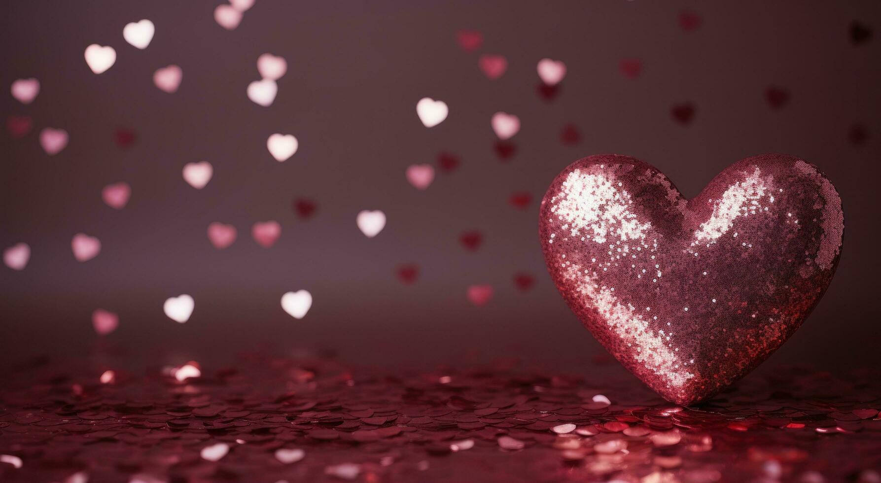 AI generated image of heart glitter background in red color, photo