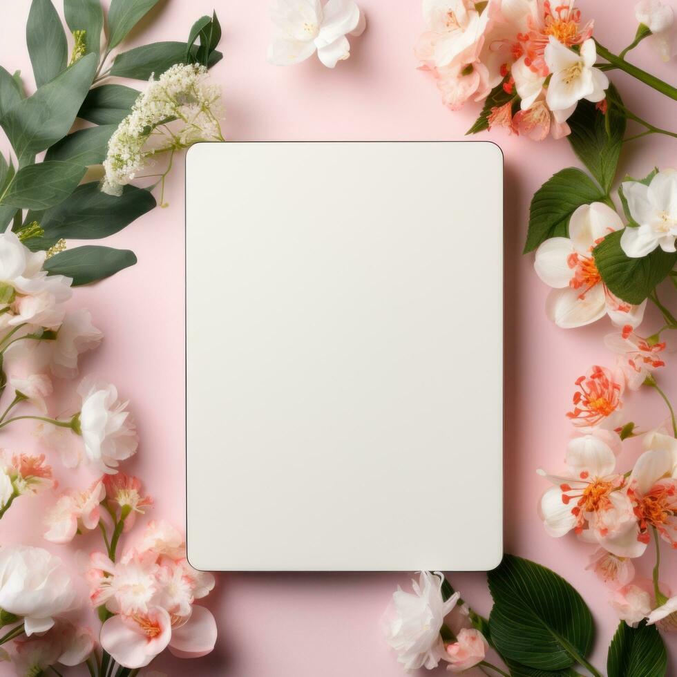 AI generated floral tablet mock up free case templates for artists, photo