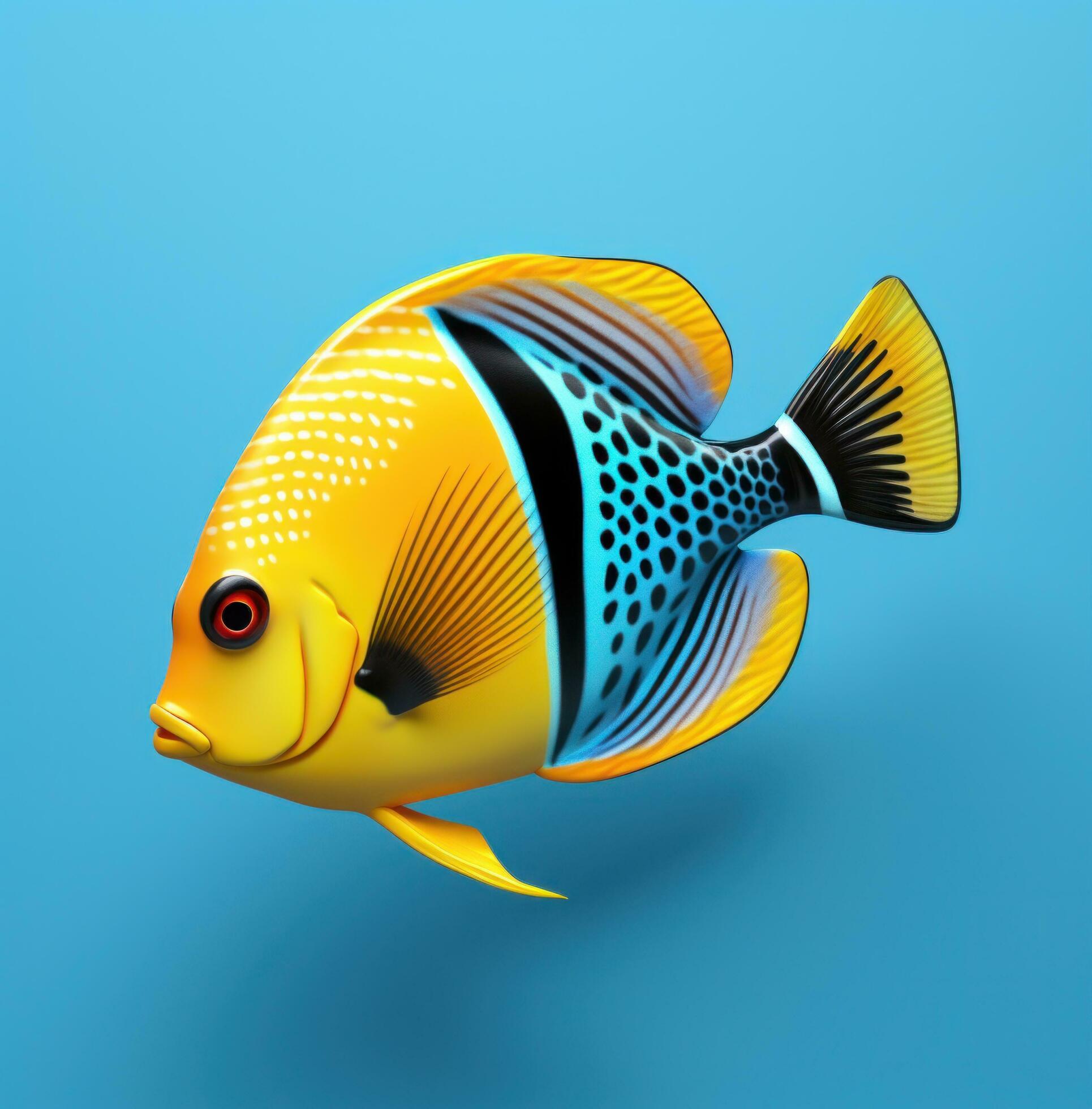 AI generated an ocean fish has a black, blue and yellow background, i
