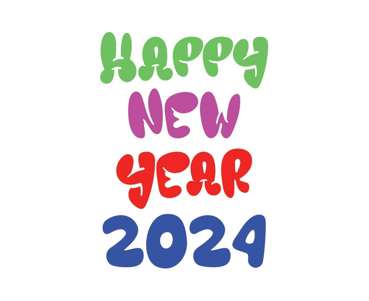 contento nuevo año 2024 resumen multicolor gráfico diseño vector logo símbolo ilustración
