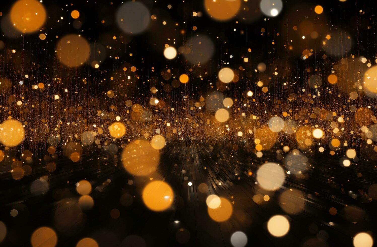 AI generated gold circle lights over a black canvas, photo