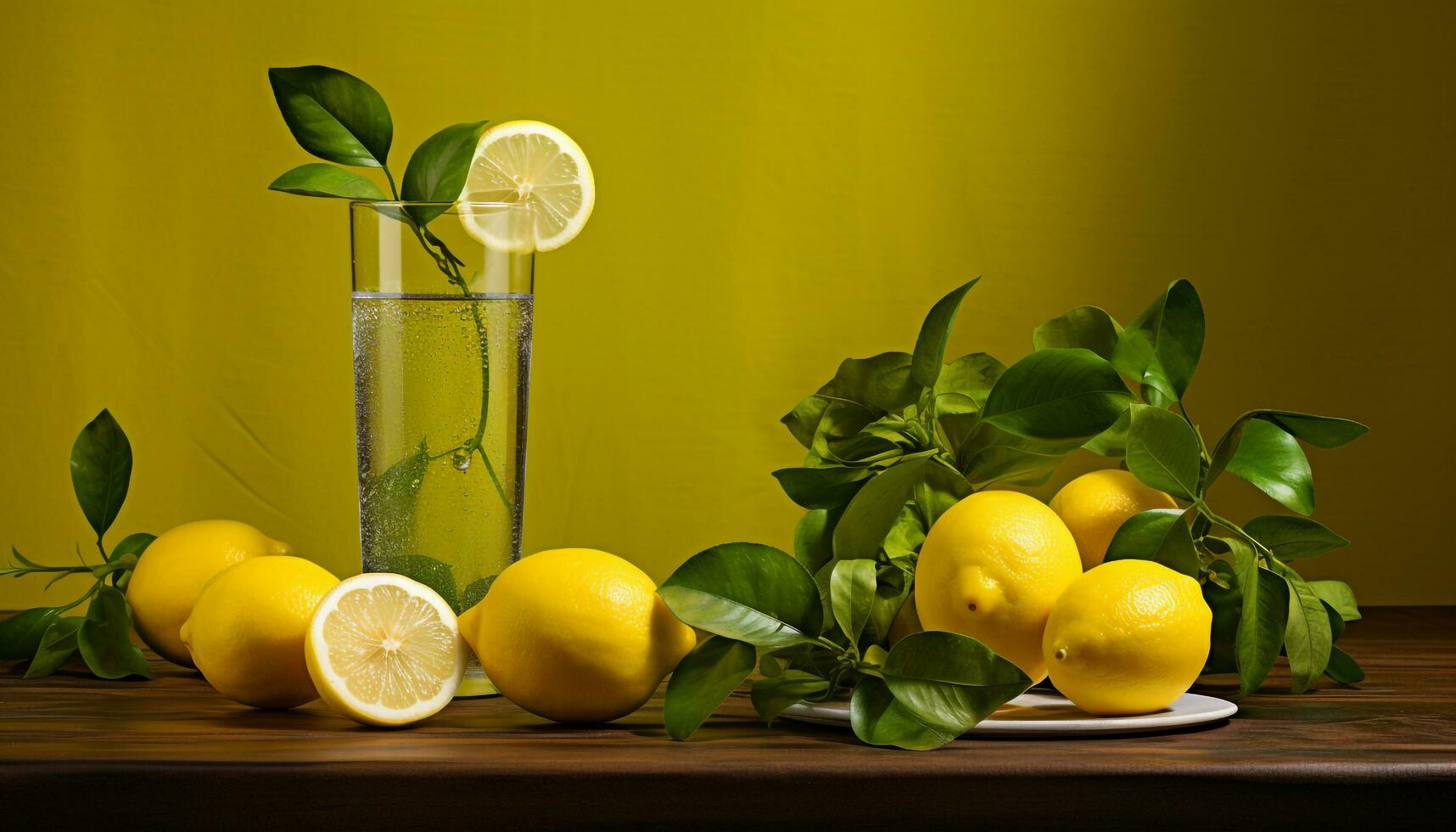 AI generated lemon water splash serum photo