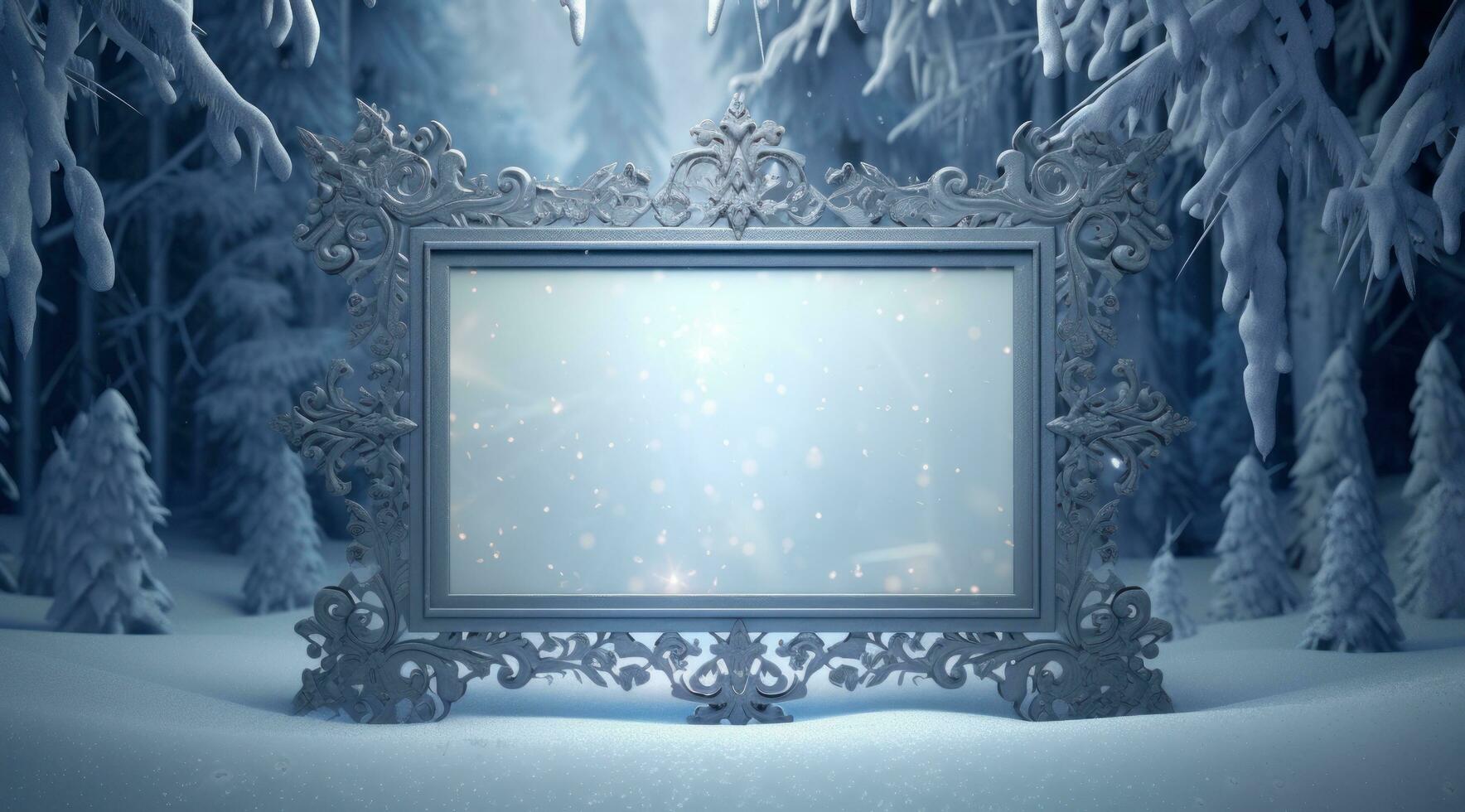 AI generated a christmas frame with snowflakes in front of it, photo