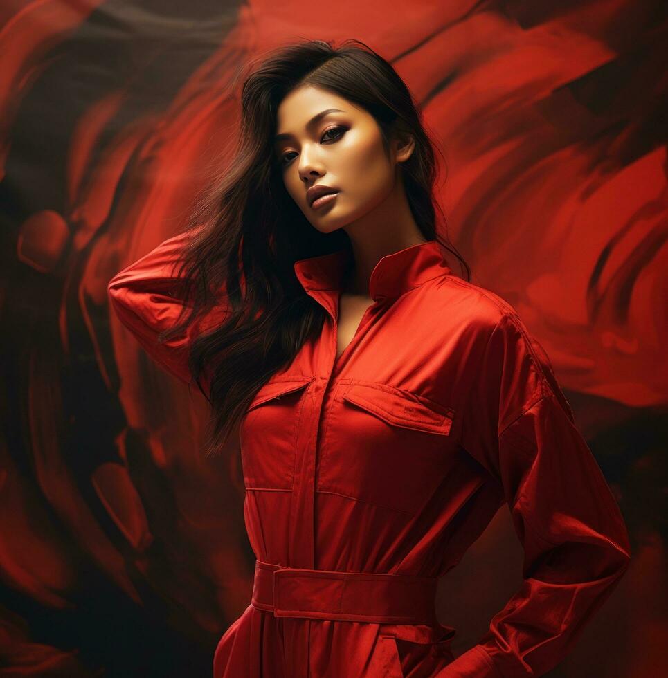 AI generated a red jumpsuit, photo