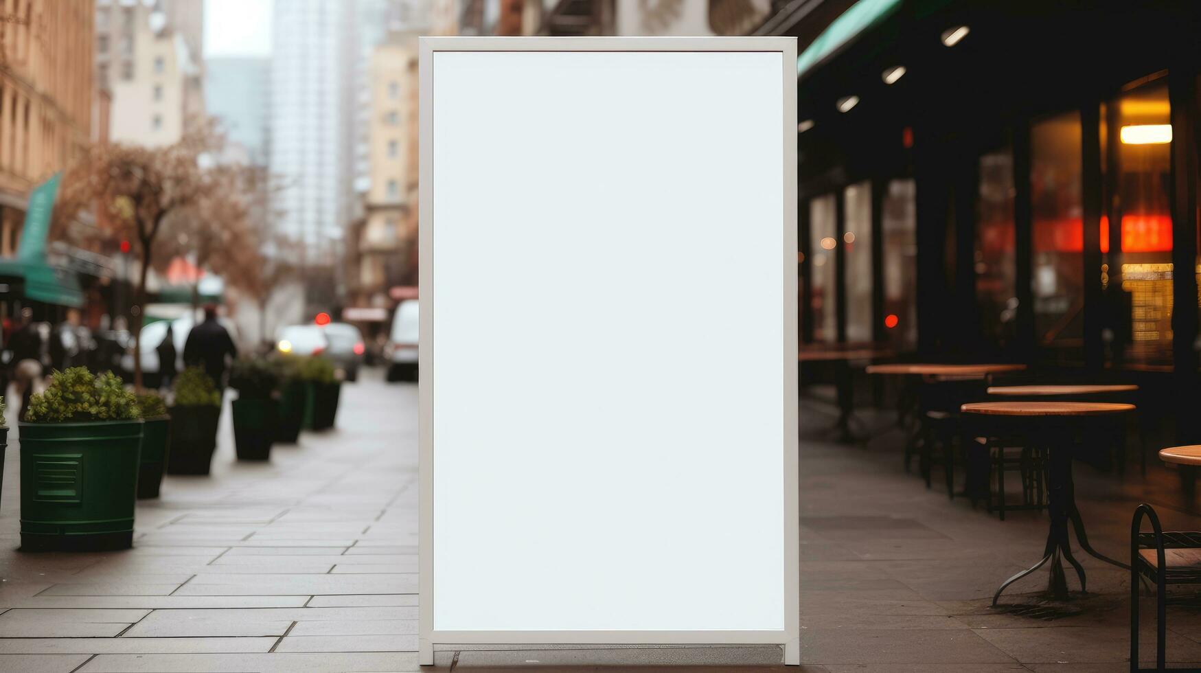 AI generated Blank restaurant shop sign or menu board with blank front realistic on a mockup template photo