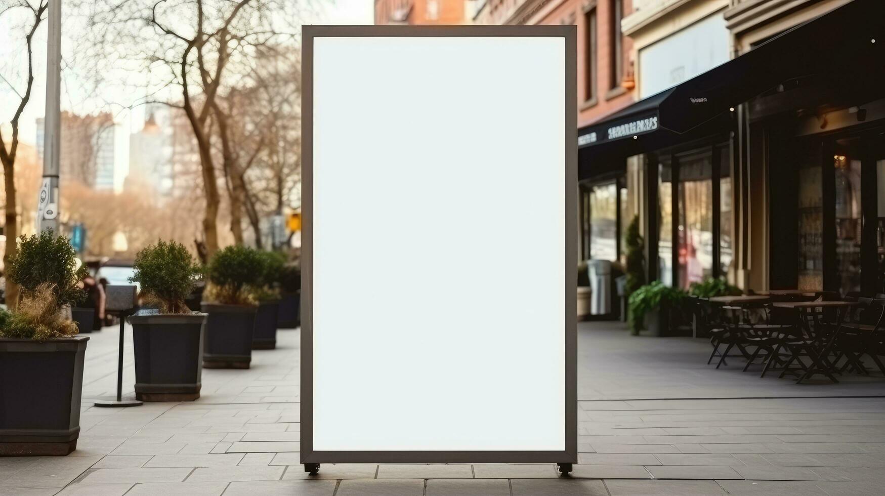 AI generated Blank restaurant shop sign or menu board with blank front realistic on a mockup template photo