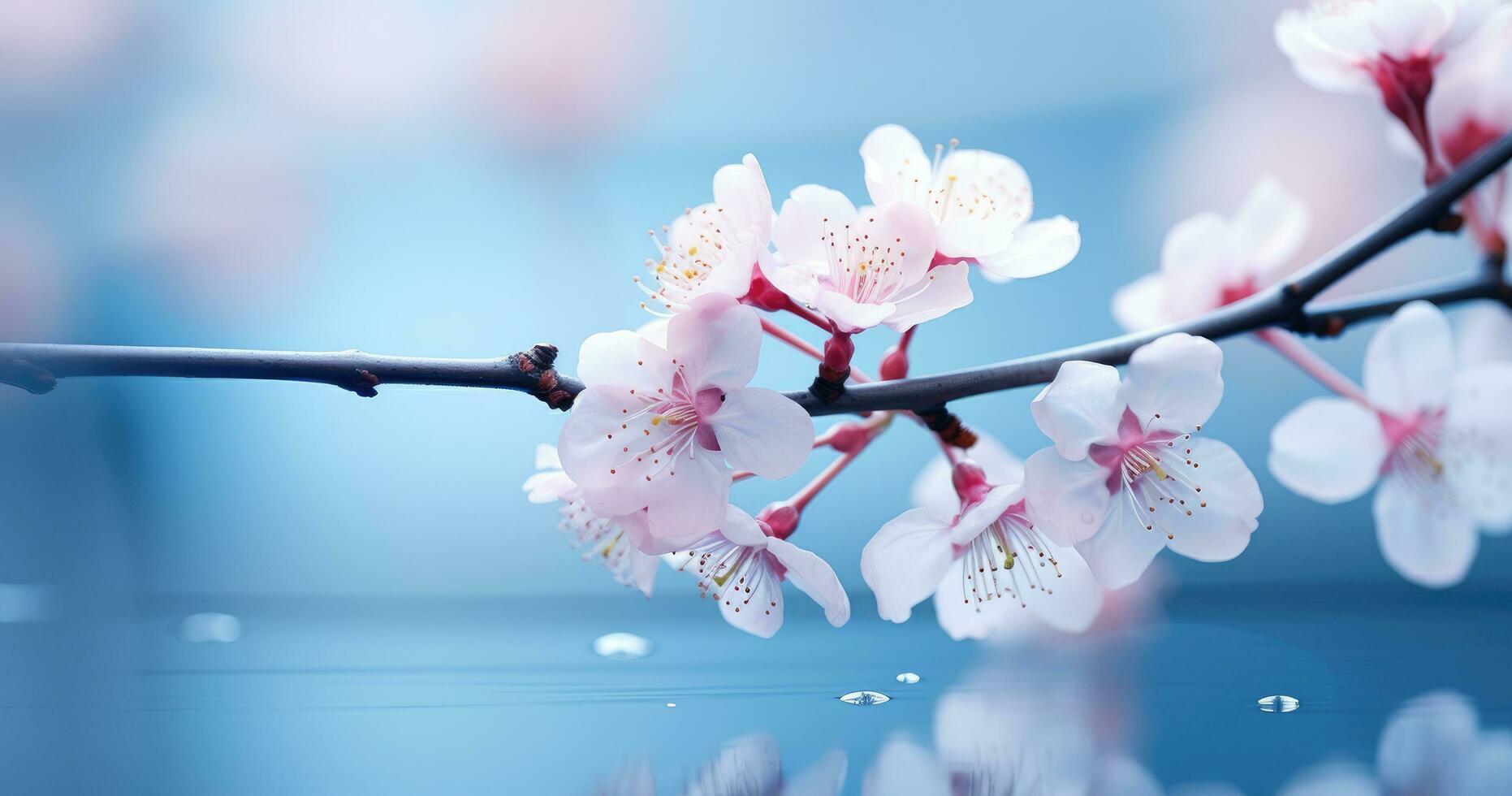 ai generado gratis fondo de pantalla de Cereza florecer flores flores en naturaleza, foto