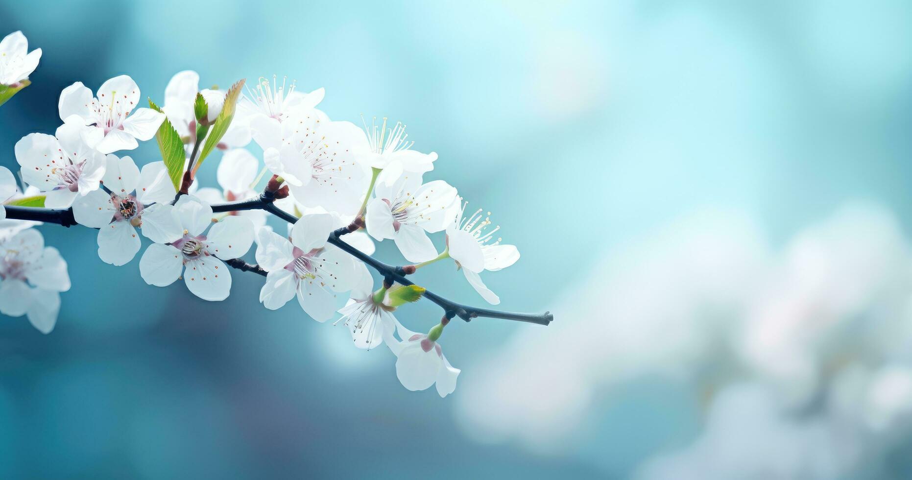 ai generado gratis fondo de pantalla de Cereza florecer flores flores en naturaleza, foto