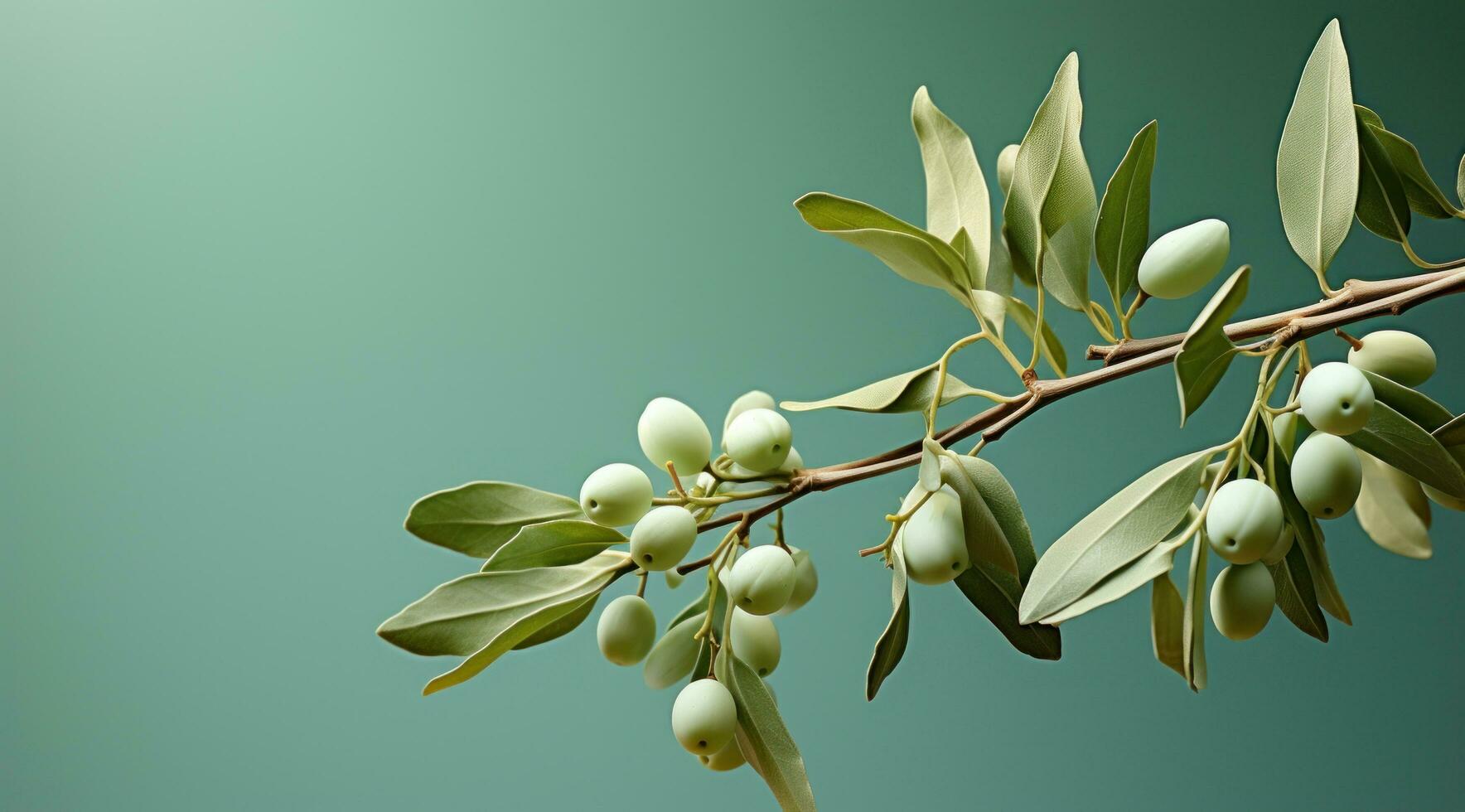 AI generated olive branch with fronds olives photo