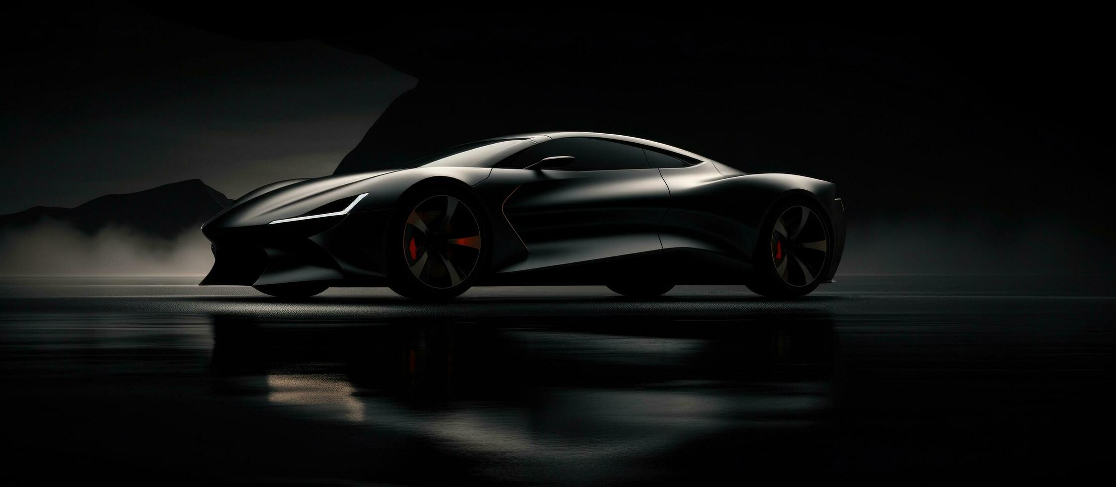 AI generated sport car concept car in dark scene, photo