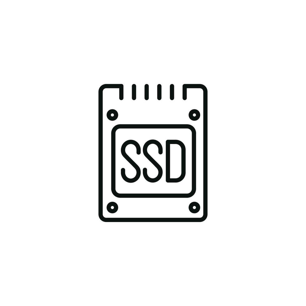 Solid state drive line icon isolated on white background. SSD icon vector