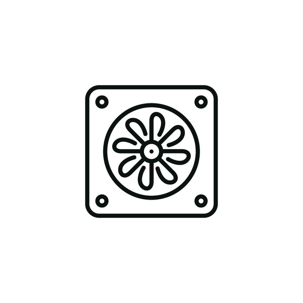 Computer cooling fan line icon isolated on white background vector