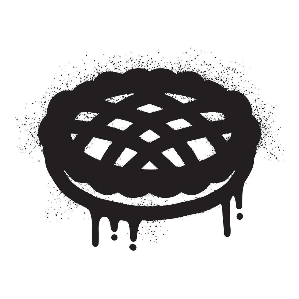 Pie cake graffiti with black spray paint vector