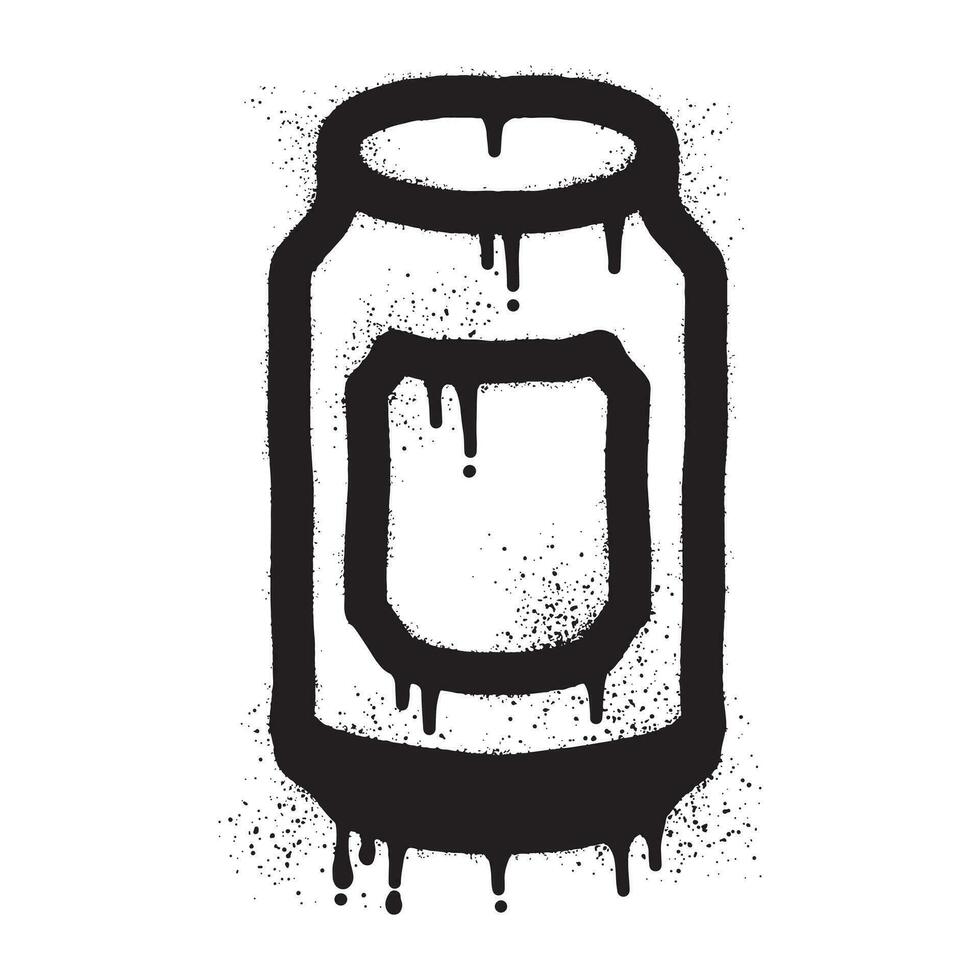 Drink can graffiti drawn with black spray paint vector