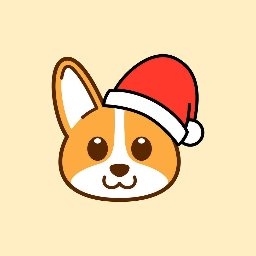 Corgi Wearing Santa Hat Illustration vector