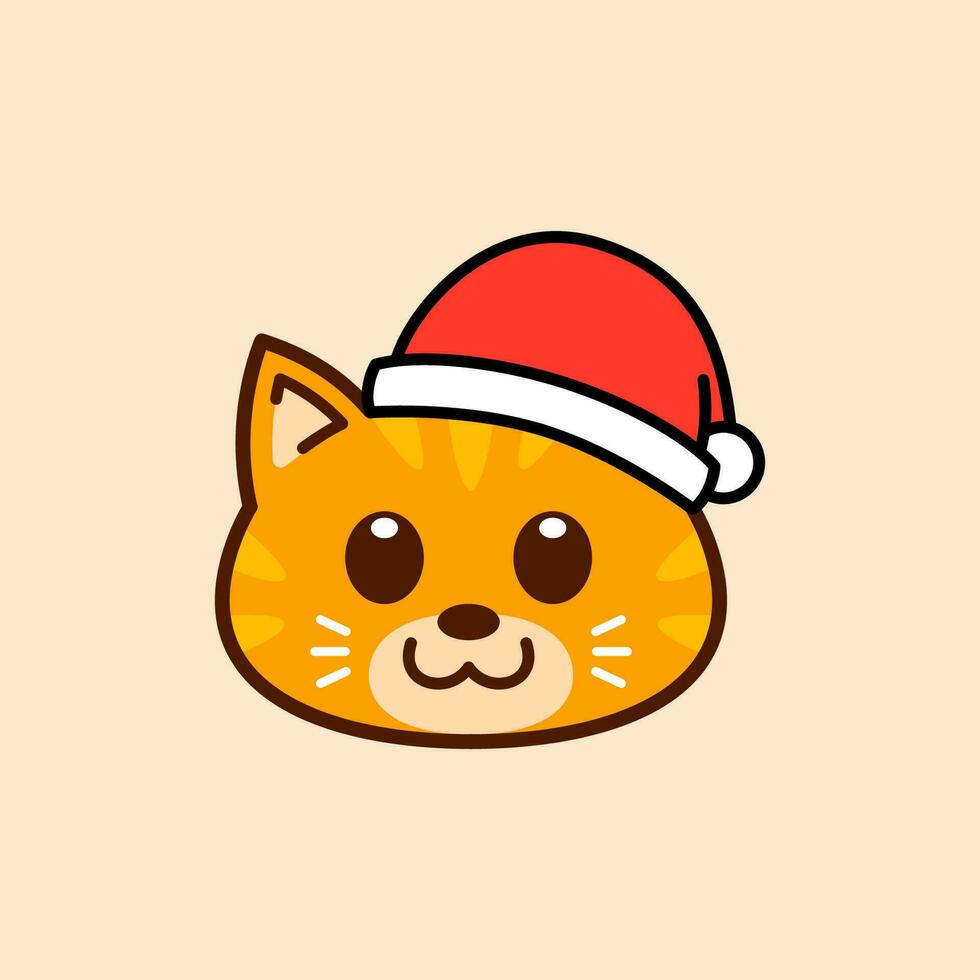 Tabby Cat Wearing Santa Hat Illustration vector