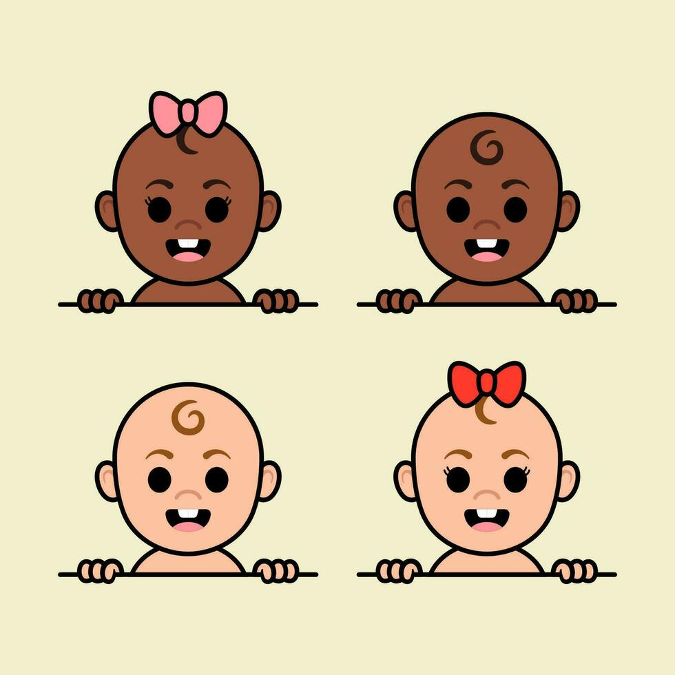 Vector Peeking Babies Illustration