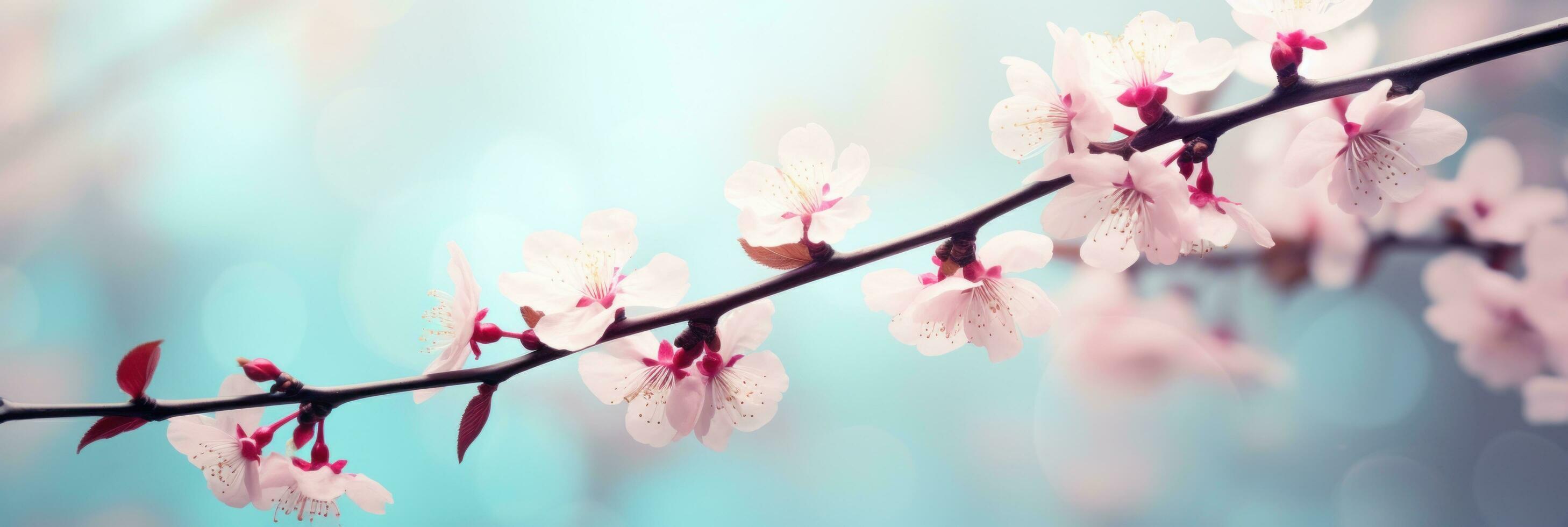 AI generated spring flowers with bokeh effect on a blurry background, photo