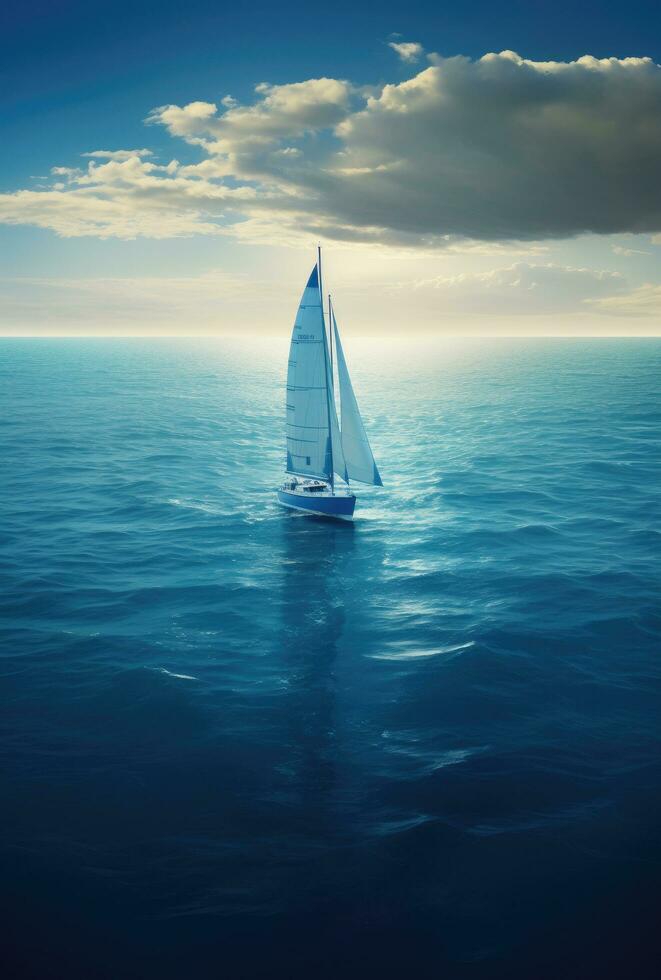 AI generated a sail boat floating in the ocean photo