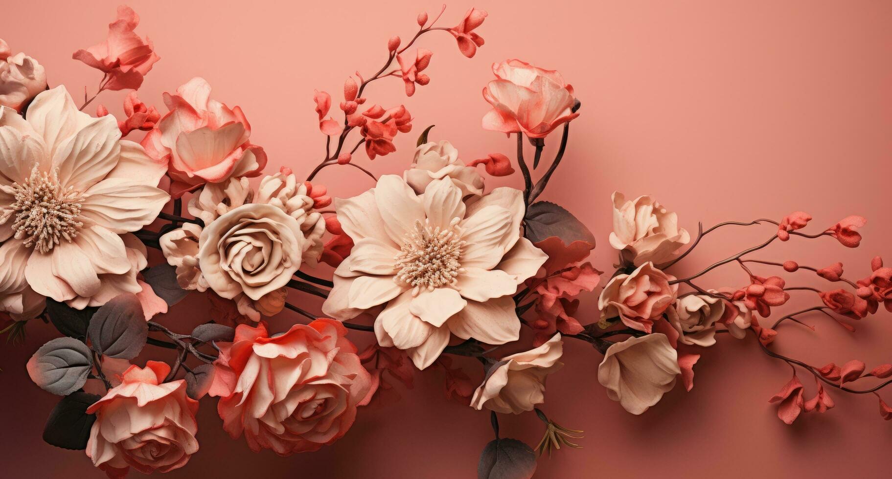 AI generated a flower arranged on a pink background photo