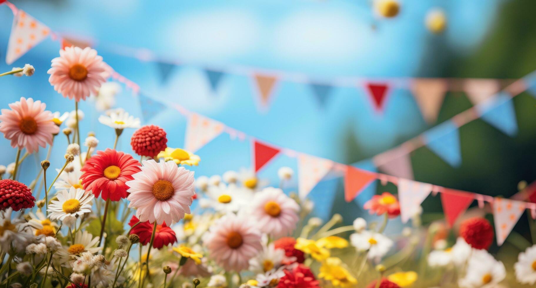 AI generated flower bunting  party props photo