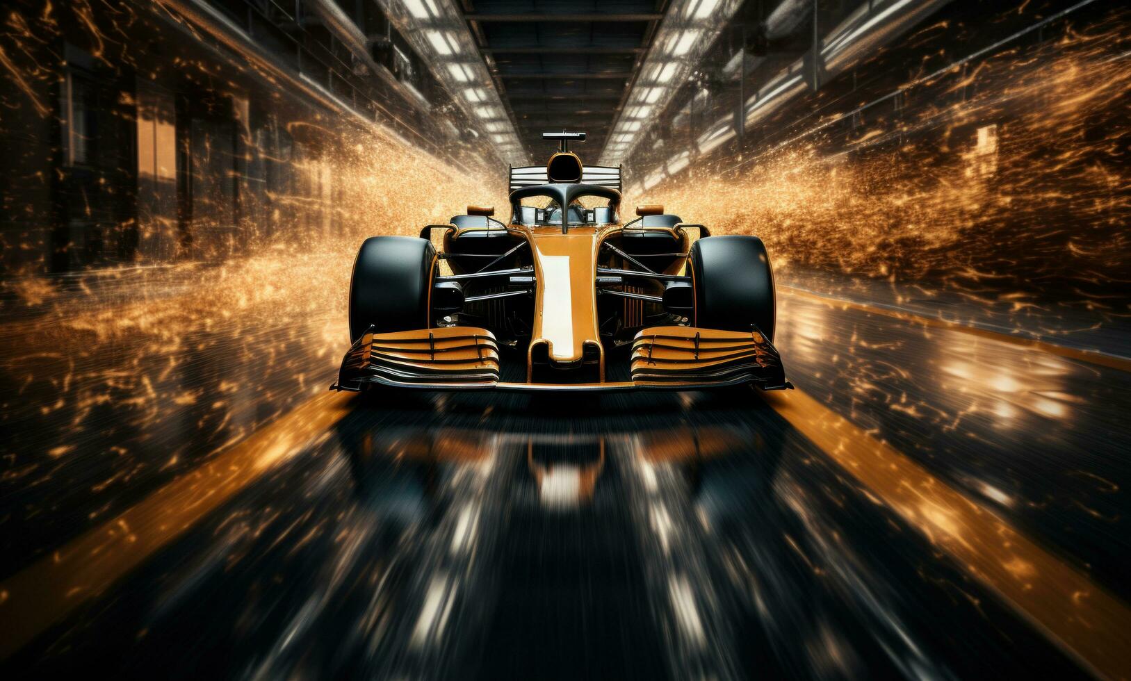 AI generated f1 racing car driving a race way, photo