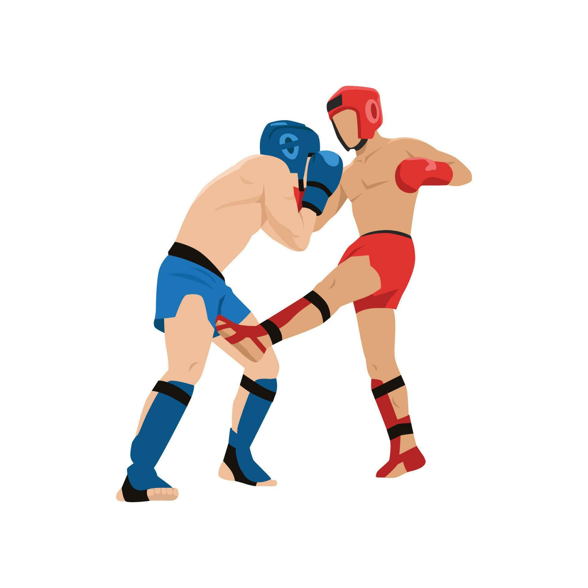 Kickboxing fight, martial art. Kick boxing fighters. Combat sport match