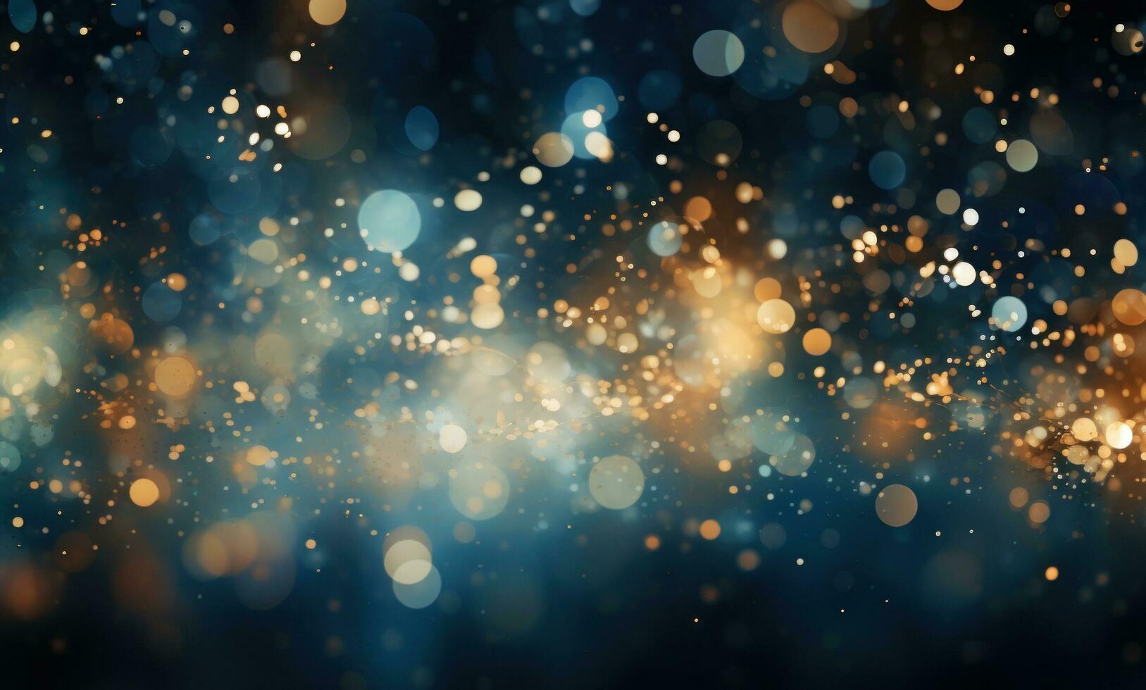 AI generated sparkle background dark blue and gold bokeh lighting photo